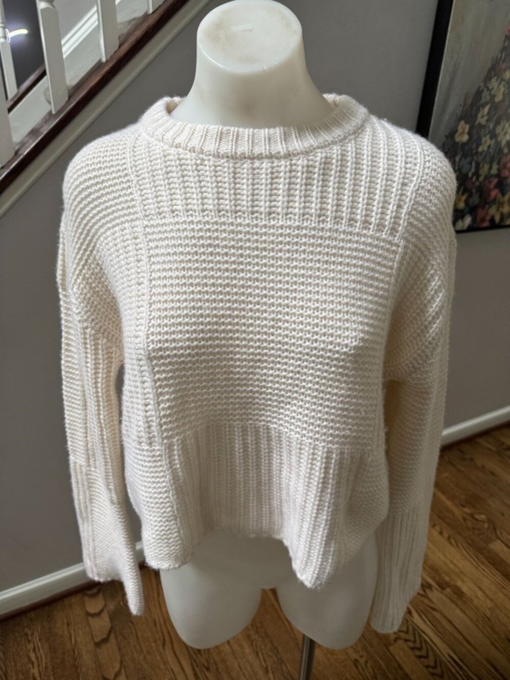 ONE GREY DAY OGD 100% Cashmere Ribbed Sweater White Size Small